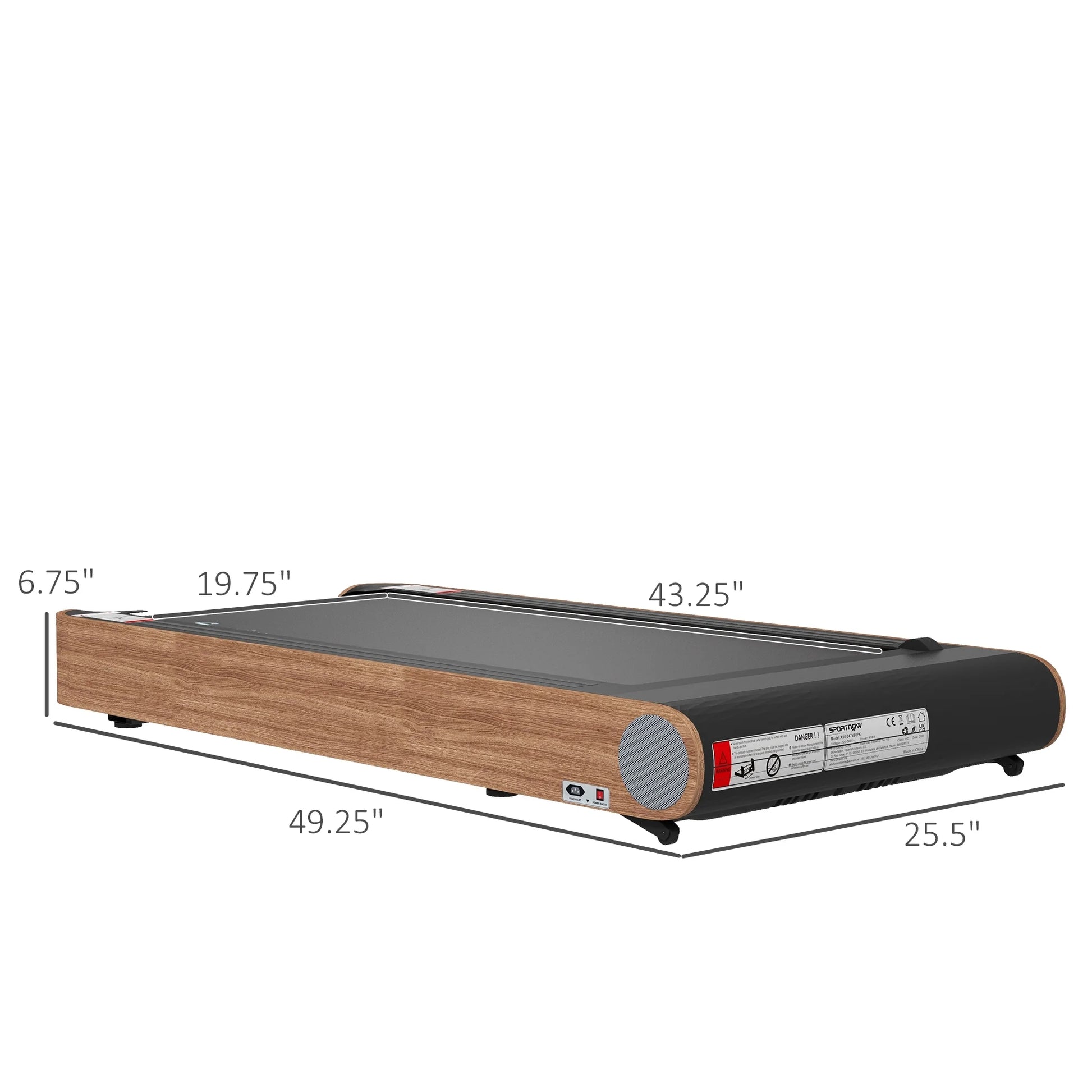 Under Desk Treadmill Walking Pad with Bluetooth Speaker, Wood Look