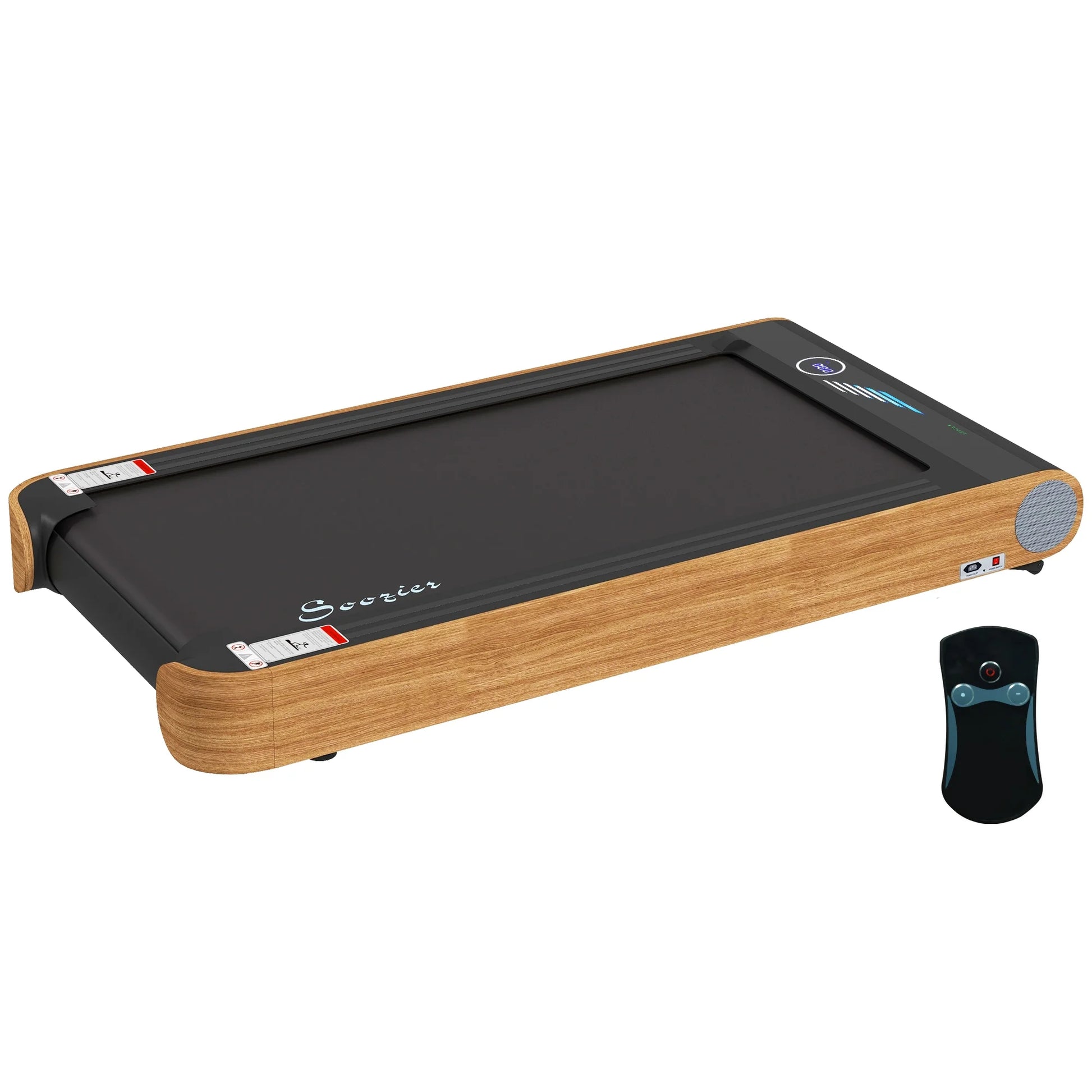 Under Desk Treadmill Walking Pad with Bluetooth Speaker, Wood Look