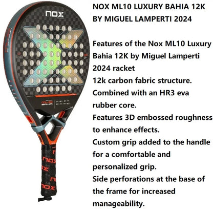 Padel Racket 3K/12K Carbon Fiber with EVA Memory Flex Foam Core